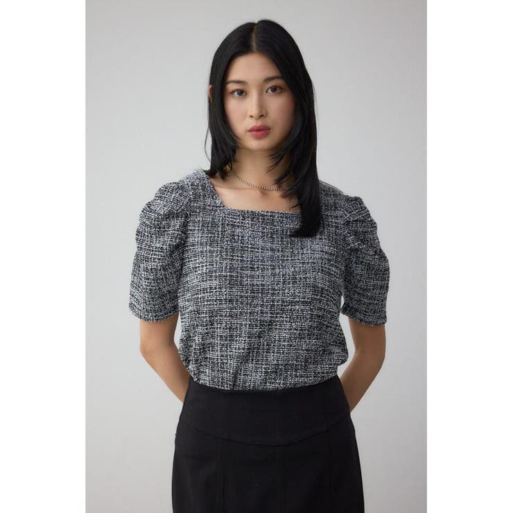 カットツイード袖ギャザートップス | AZUL BY MOUSSY | 詳細画像12 