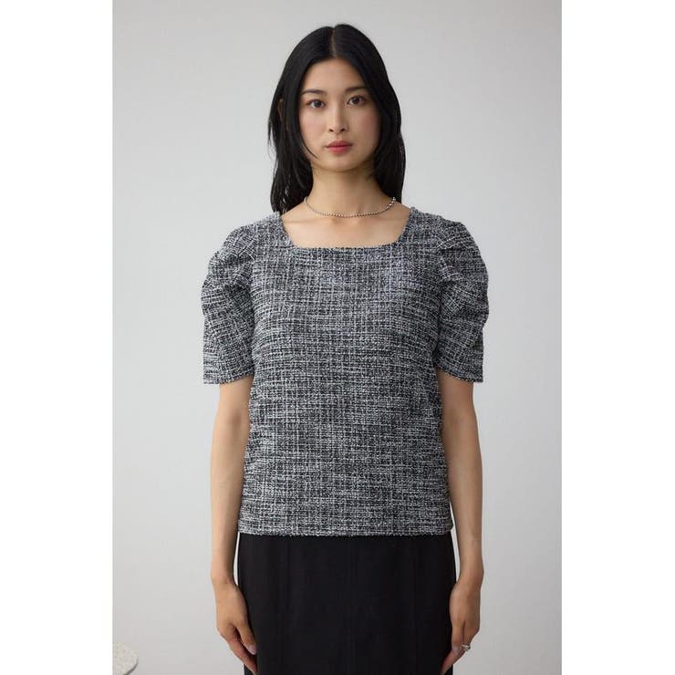 カットツイード袖ギャザートップス | AZUL BY MOUSSY | 詳細画像14 