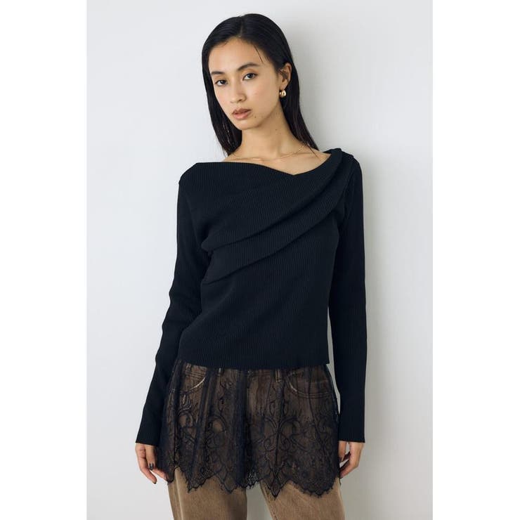 ドレープ長袖ニットトップス | AZUL BY MOUSSY | 詳細画像1 