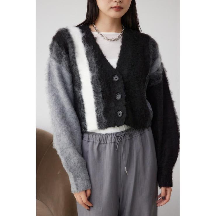 柄BLK5 | グラデーションシャギーニットカーディガン | AZUL BY MOUSSY