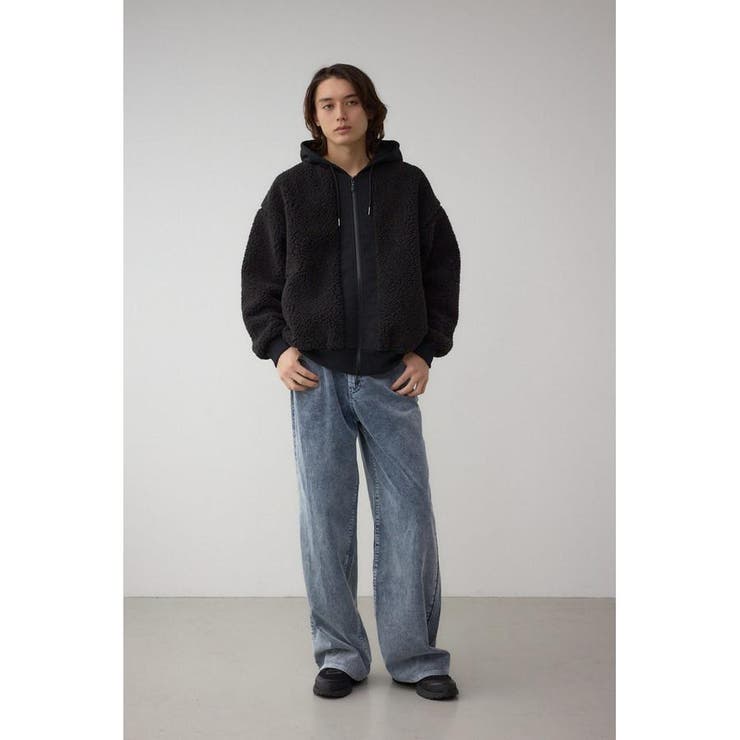 シープボア×スウェット切替防風ブルゾン | AZUL BY MOUSSY | 詳細画像4 