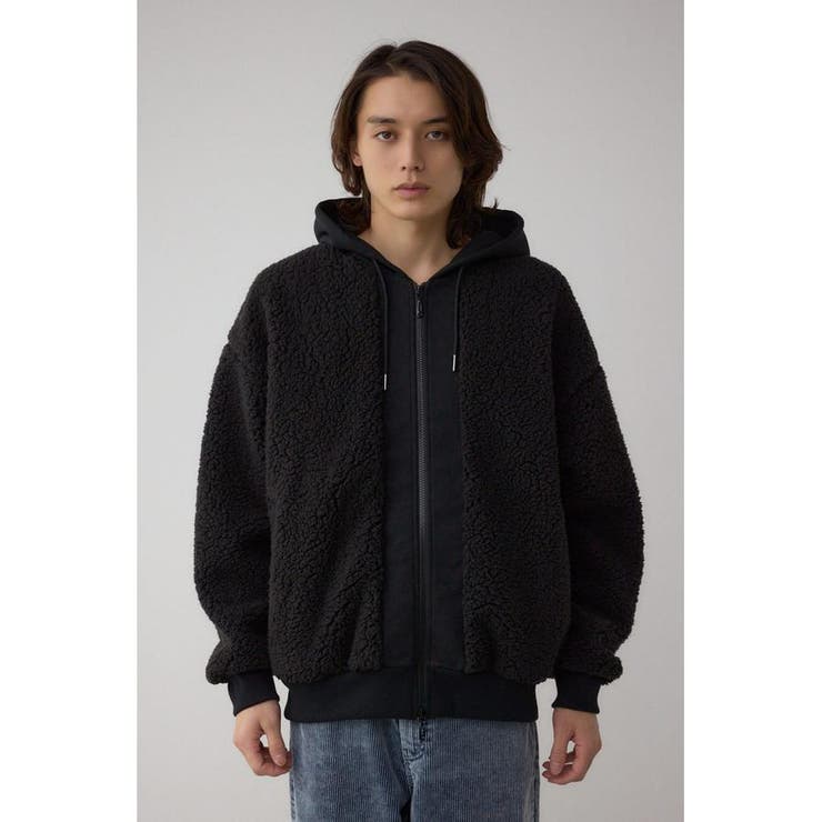 シープボア×スウェット切替防風ブルゾン | AZUL BY MOUSSY | 詳細画像5 