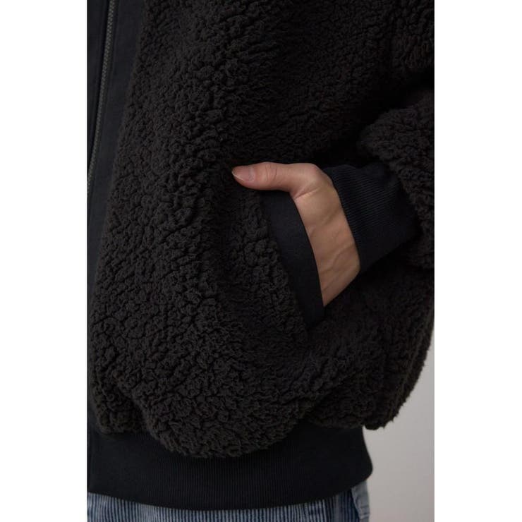 シープボア×スウェット切替防風ブルゾン | AZUL BY MOUSSY | 詳細画像12 