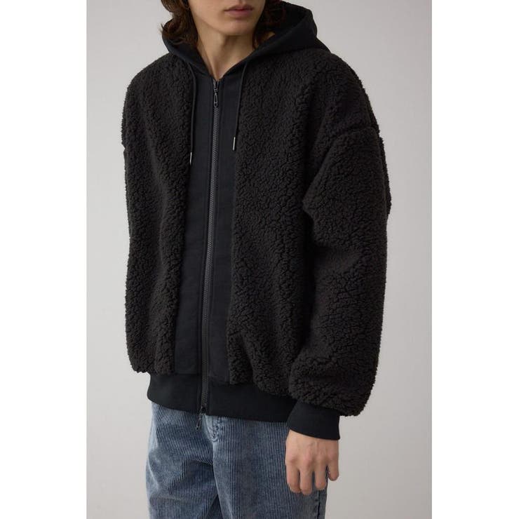 BLK | シープボア×スウェット切替防風ブルゾン | AZUL BY MOUSSY