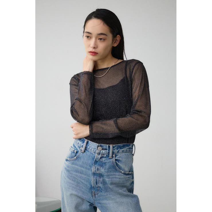 シアーラメ長袖トップス | AZUL BY MOUSSY | 詳細画像2 