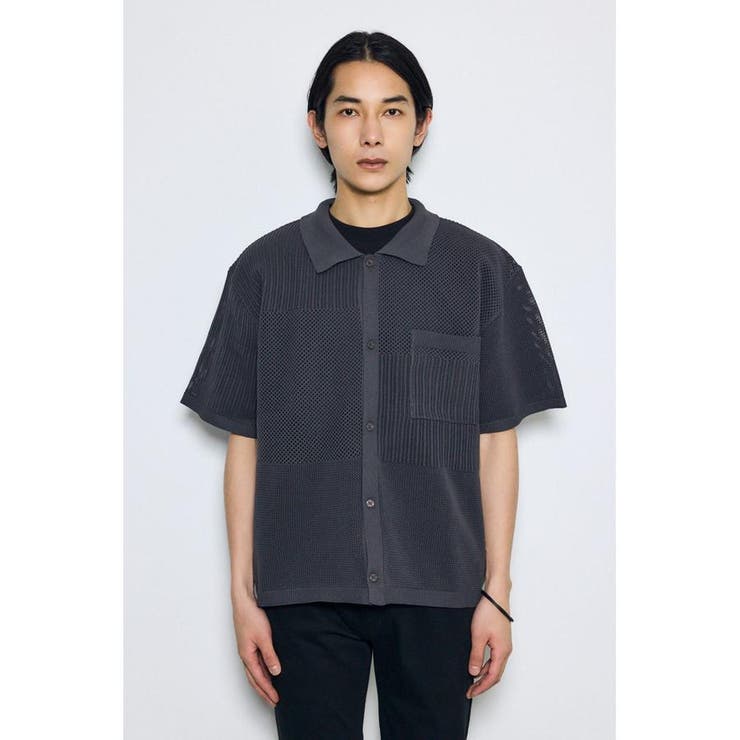 編地切替ニットシャツ | AZUL BY MOUSSY | 詳細画像35 