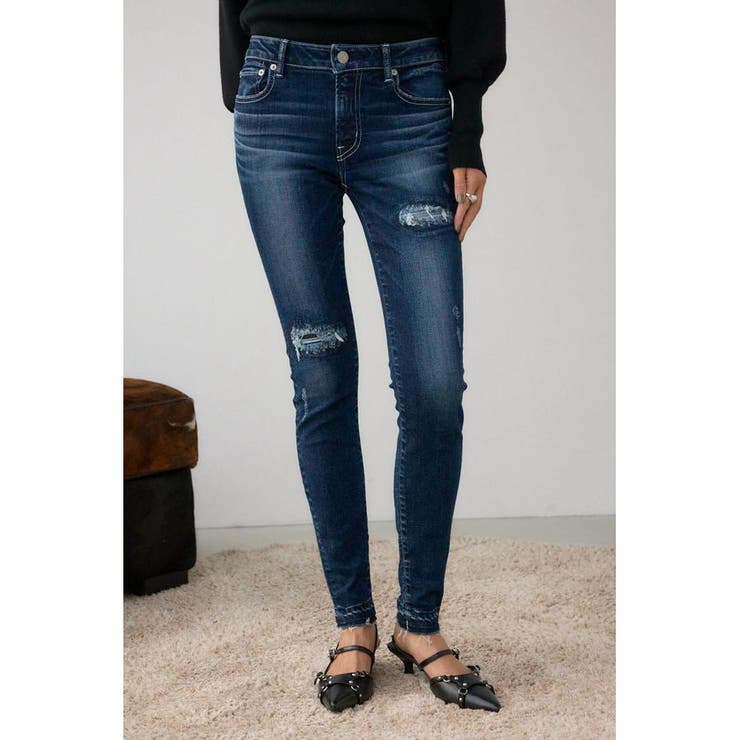 D/BLU3 | AZUL DENIM リペアスキニーデニム | AZUL BY MOUSSY