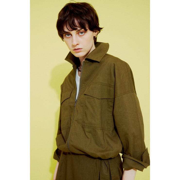 KHA | ソフトリネンステンカラーショートブルゾン | AZUL BY MOUSSY