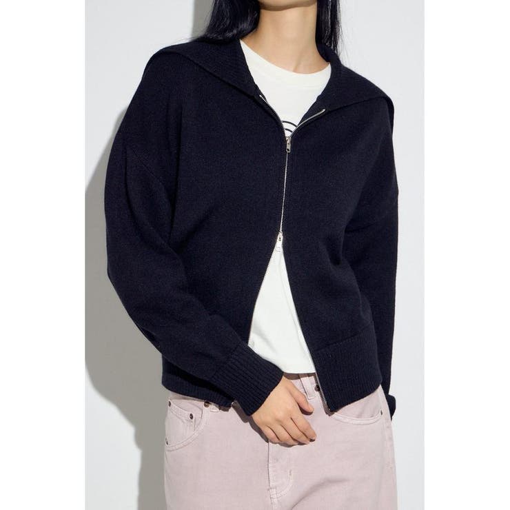 ダブルジップビッグカラーニット | AZUL BY MOUSSY | 詳細画像12 