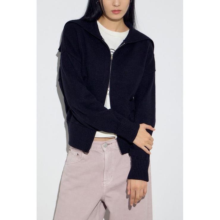 ダブルジップビッグカラーニット | AZUL BY MOUSSY | 詳細画像13 