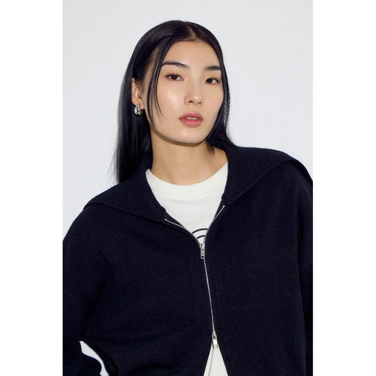 ダブルジップビッグカラーニット | AZUL BY MOUSSY | 詳細画像14 