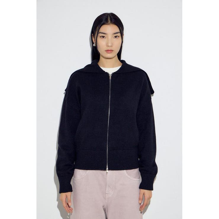 ダブルジップビッグカラーニット | AZUL BY MOUSSY | 詳細画像16 
