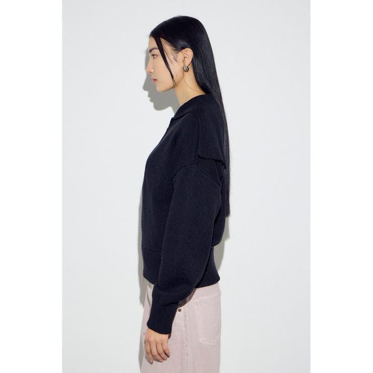 ダブルジップビッグカラーニット | AZUL BY MOUSSY | 詳細画像17 