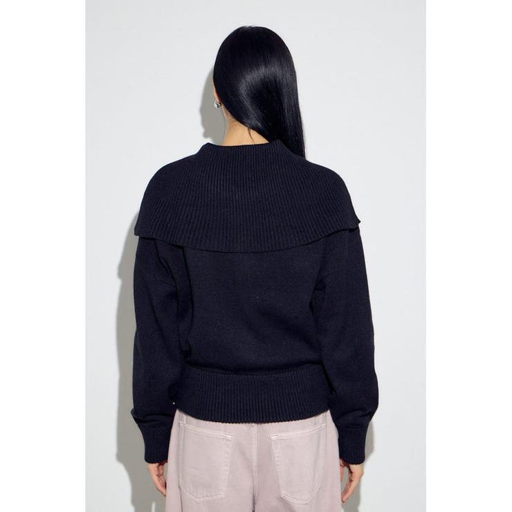 ダブルジップビッグカラーニット | AZUL BY MOUSSY | 詳細画像18 