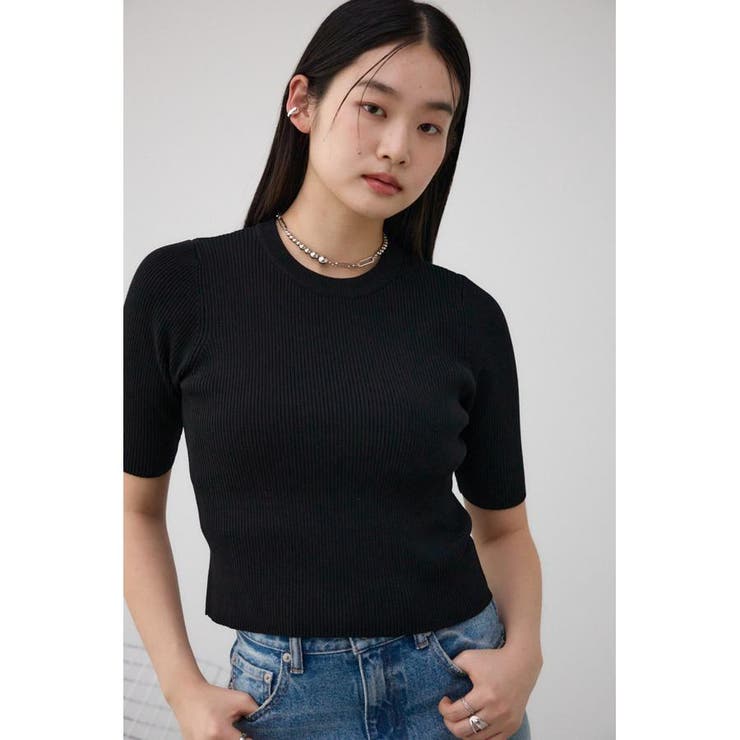 ハーフスリーブクルーネックリブトップス | AZUL BY MOUSSY | 詳細画像27 