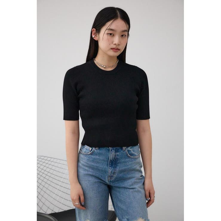 ハーフスリーブクルーネックリブトップス | AZUL BY MOUSSY | 詳細画像29 