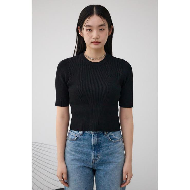 ハーフスリーブクルーネックリブトップス | AZUL BY MOUSSY | 詳細画像31 