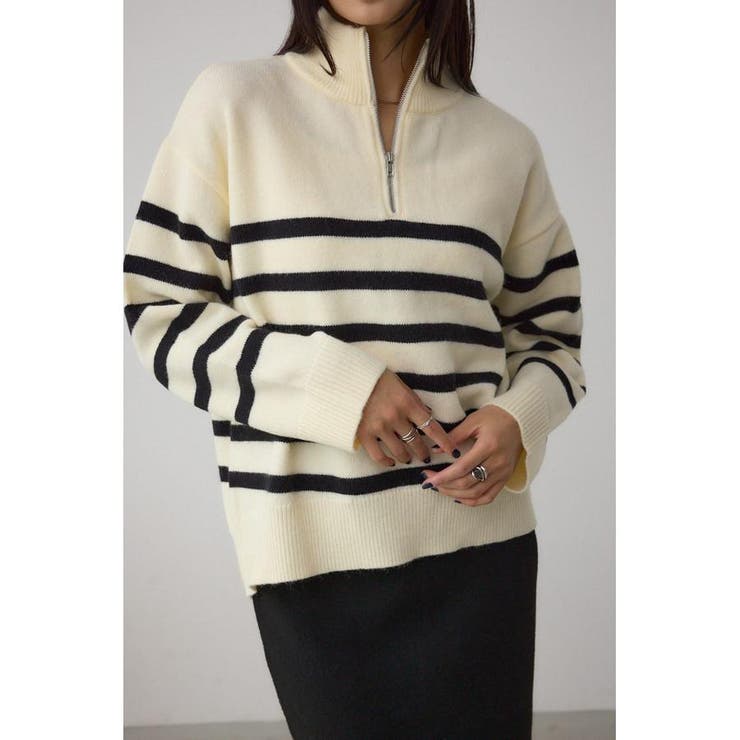 柄WHT5 | アソートカラーハーフジップニットトップス | AZUL BY MOUSSY