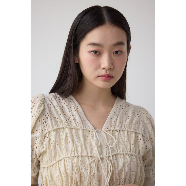 コットンレースパフショルダーブラウス | AZUL BY MOUSSY | 詳細画像1 