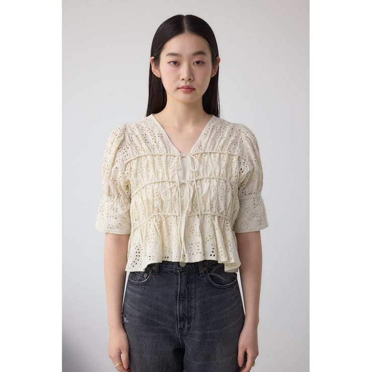 コットンレースパフショルダーブラウス | AZUL BY MOUSSY | 詳細画像4 