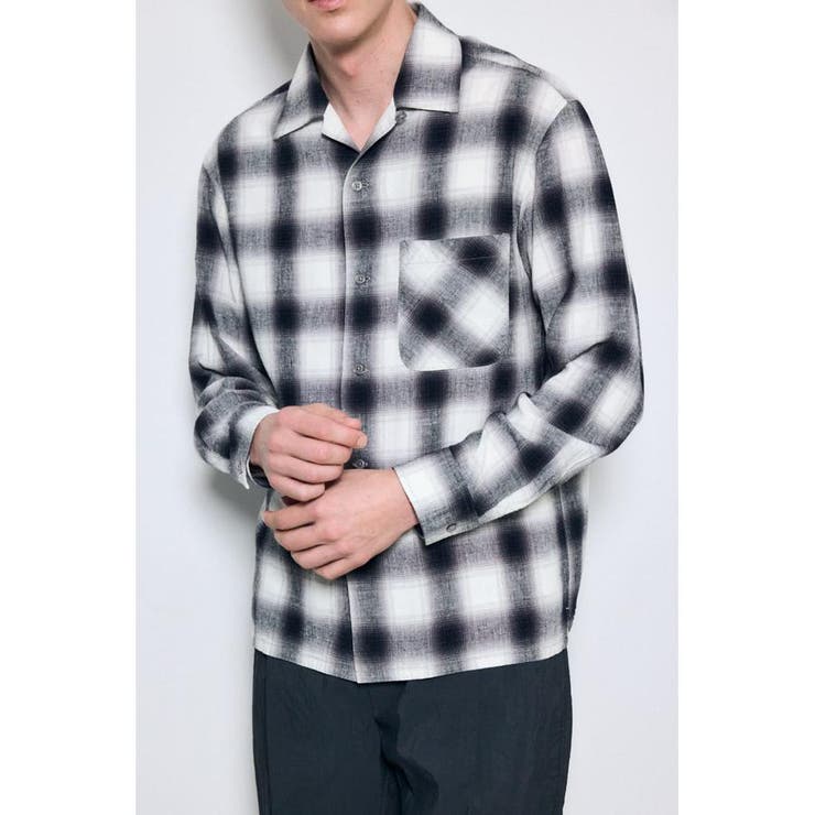 柄WHT5 | フレンチリネンオンブレーチェックシャツ | AZUL BY MOUSSY