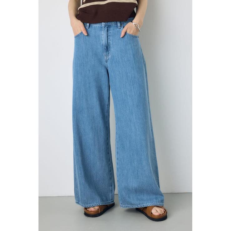 L/BLU1 | AZUL DENIM 甘撚りバギーパンツ | AZUL BY MOUSSY