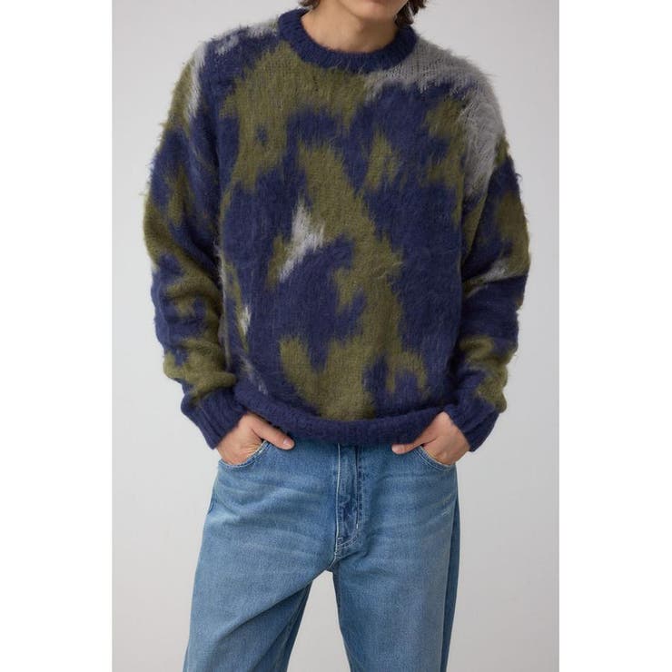 柄NVY5 | 起毛総柄ニット | AZUL BY MOUSSY