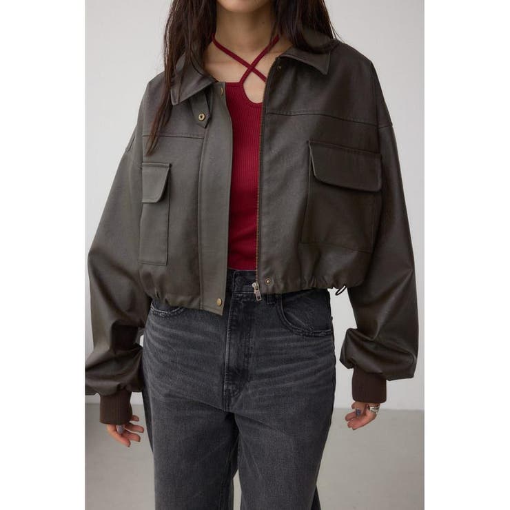 D/BRN3 | フェイクレザーショートブルゾン | AZUL BY MOUSSY