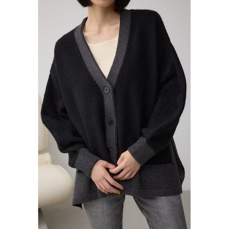 BLK | ラメバイカラーニットカーディガン | AZUL BY MOUSSY