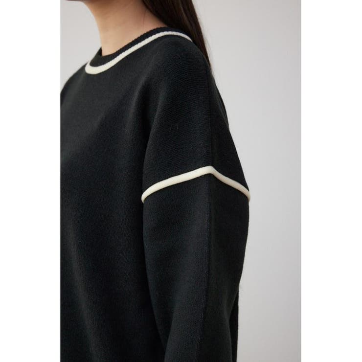 トップス Auskou MIMEME aci-t navy ミックスカラーリップル編みニットトップス[品番：AZLW0023835