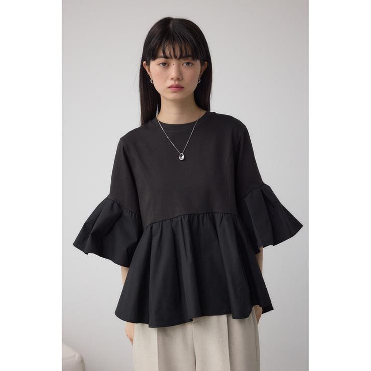 BLK | タックスリーブ半袖デザインカットトップス | AZUL BY MOUSSY