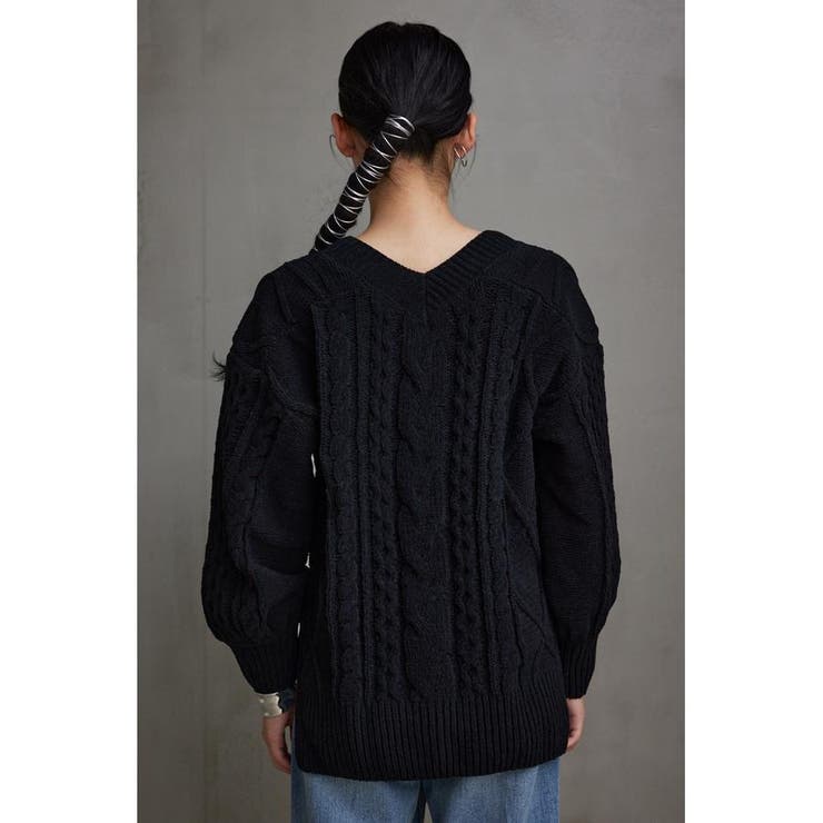 シェニールケーブルVネックニットトップス | AZUL BY MOUSSY | 詳細画像17 