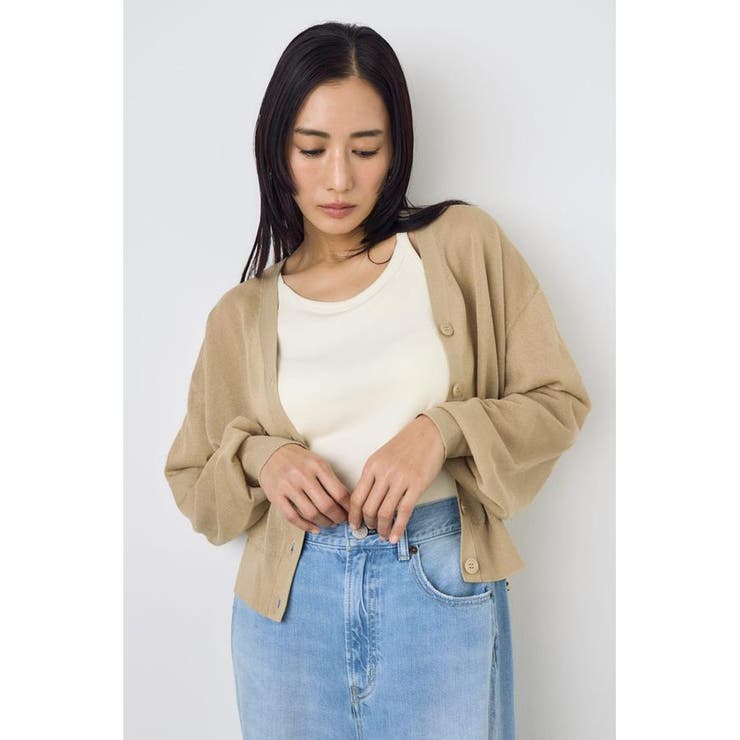 BEG | シアーニットカーディガン | AZUL BY MOUSSY