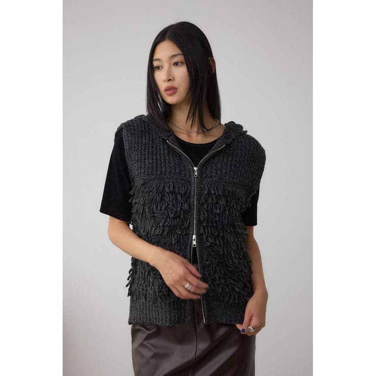 ZIPフーディループニットベスト | AZUL BY MOUSSY | 詳細画像24 