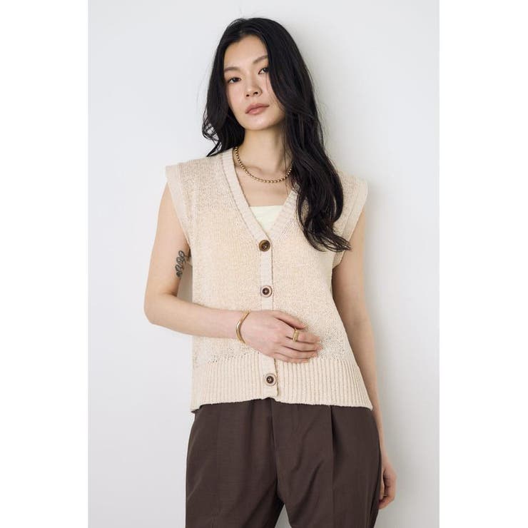 テープヤーンニットジレ | AZUL BY MOUSSY | 詳細画像1 