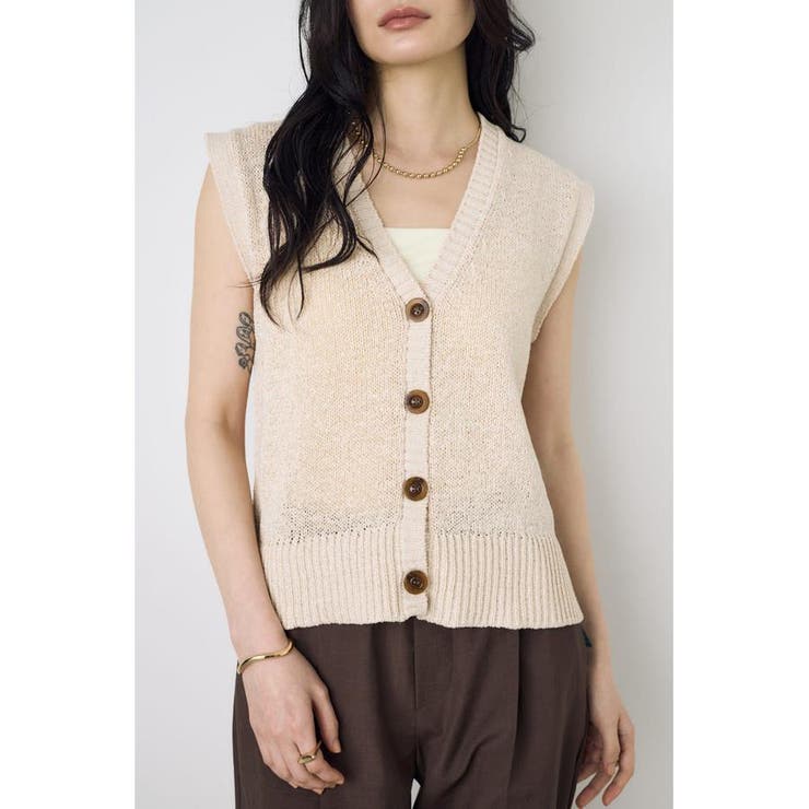 テープヤーンニットジレ | AZUL BY MOUSSY | 詳細画像2 