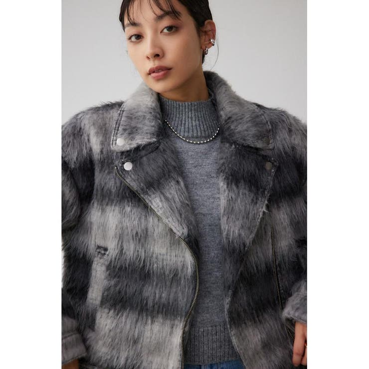 シャギーチェックライダースジャケット | AZUL BY MOUSSY | 詳細画像1 