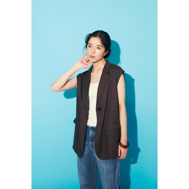 BRN | リネンブレンドテーラードベスト | AZUL BY MOUSSY