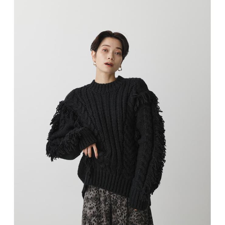 FRINGE CABLE KNIT TOPS[品番：AZLW0019435]｜AZUL BY MOUSSY