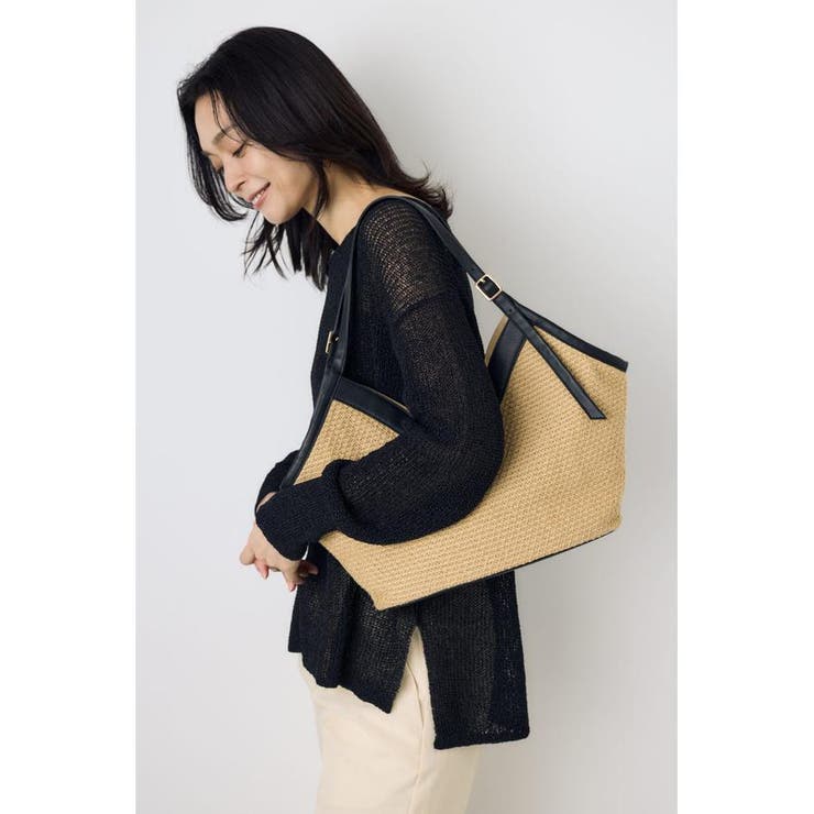 フェイクレザーパイピング雑材トートバッグ | AZUL BY MOUSSY | 詳細画像2 