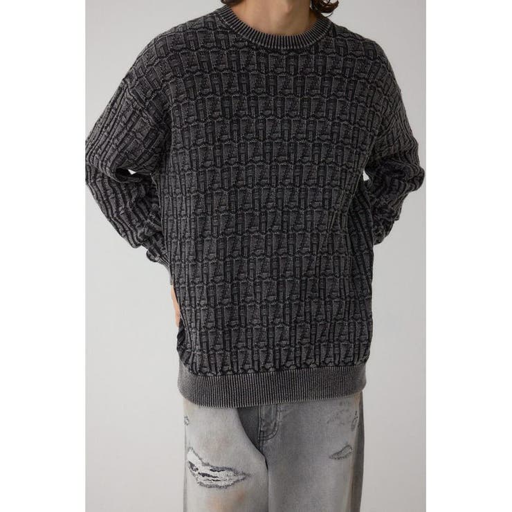 L/BLK1 | ヴィンテージライクジャガードニット | AZUL BY MOUSSY