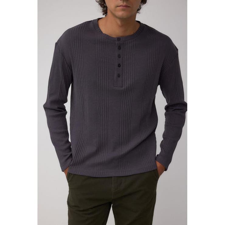 ランダムリブヘンリーネックTシャツ[品番：AZLW0023760]｜AZUL BY