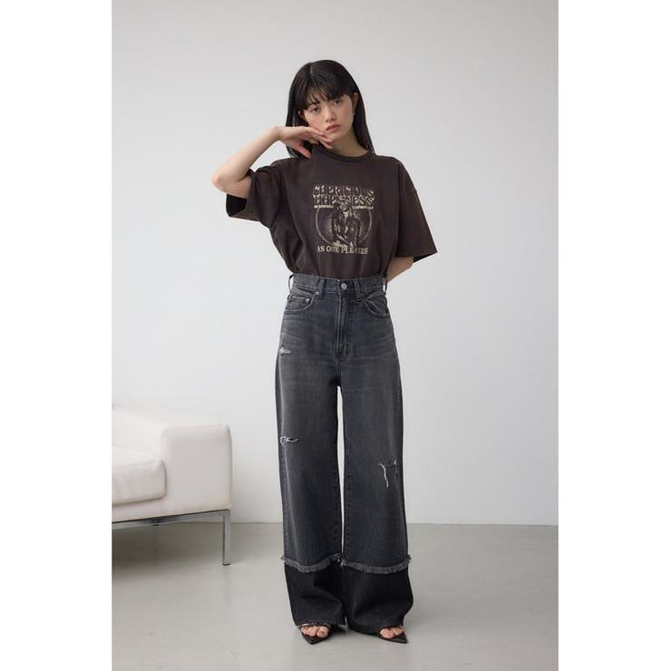 USEDロックルーズTシャツ[品番：AZLW0023323]｜AZUL BY MOUSSY