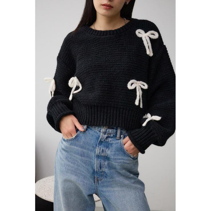 BLK | リボンモチーフニット | AZUL BY MOUSSY