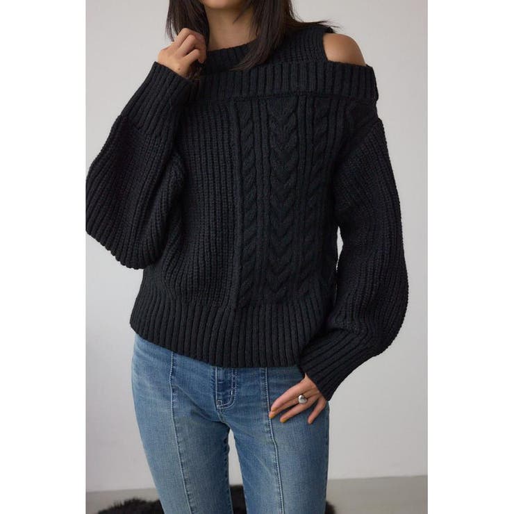 BLK | オープンショルダーケーブルニット | AZUL BY MOUSSY