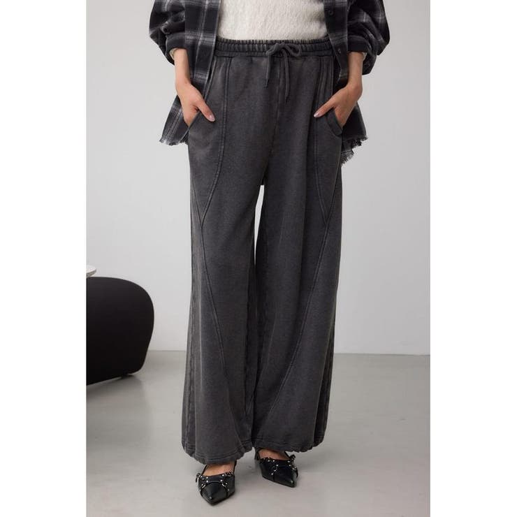 L/BLK1 | 切り替えデザインスウェットワイドパンツ | AZUL BY MOUSSY