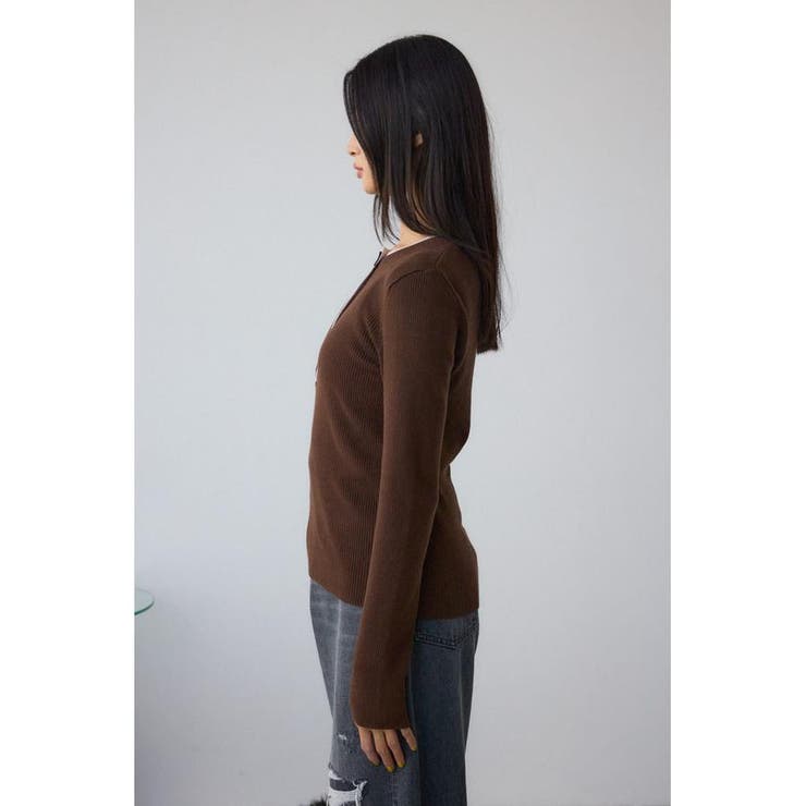 格上げ ヘンリーネックデザインニットトップス | AZUL BY MOUSSY | 詳細画像15 