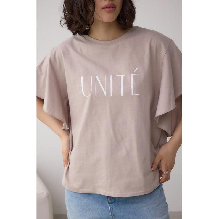 L/BEG1 | ラッフルスリーブロゴTシャツ | AZUL BY MOUSSY