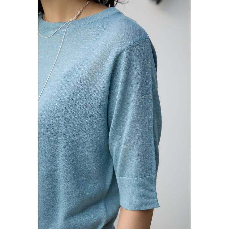 シアーラメ5分袖ニットトップス[品番：AZLW0021924]｜AZUL BY  MOUSSY（アズールバイマウジー）のレディースファッション通販｜SHOPLIST（ショップリスト）