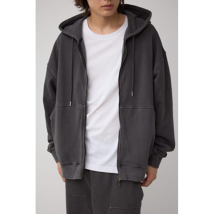 L/BLK1 | ワイドシルエットZIPUPフーディー | AZUL BY MOUSSY